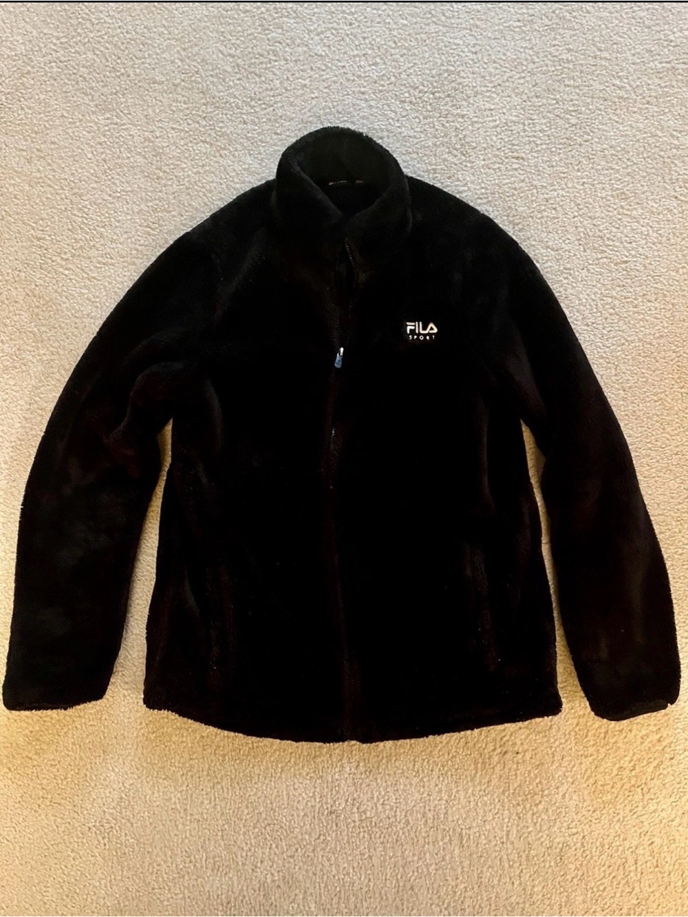 Fila Black Sport Jacket with Red Logo Accent
